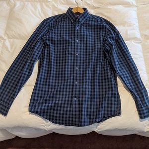 Dark blue and Black plaid button down shirt